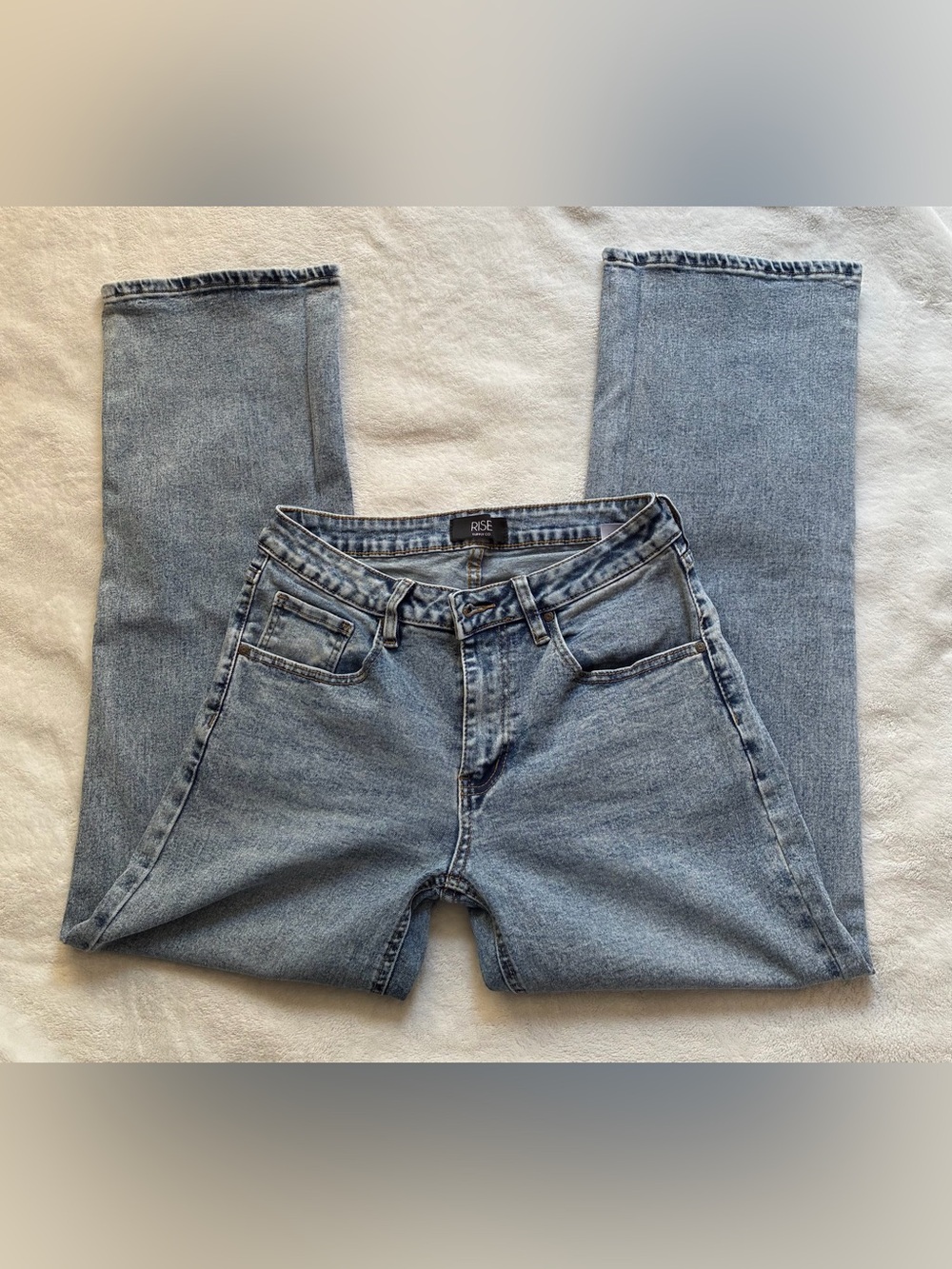 Women’s Rise Supply Co. low rise wide leg blue denim jeans